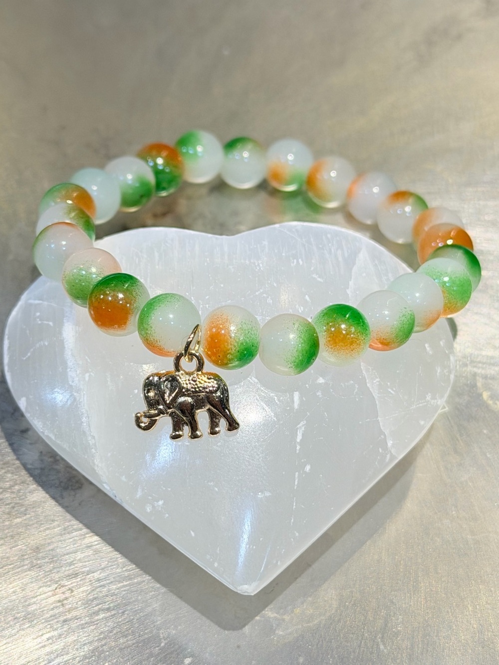 Elephant Charm Beaded Stretch Bracelet Boho Stackable Jewelry